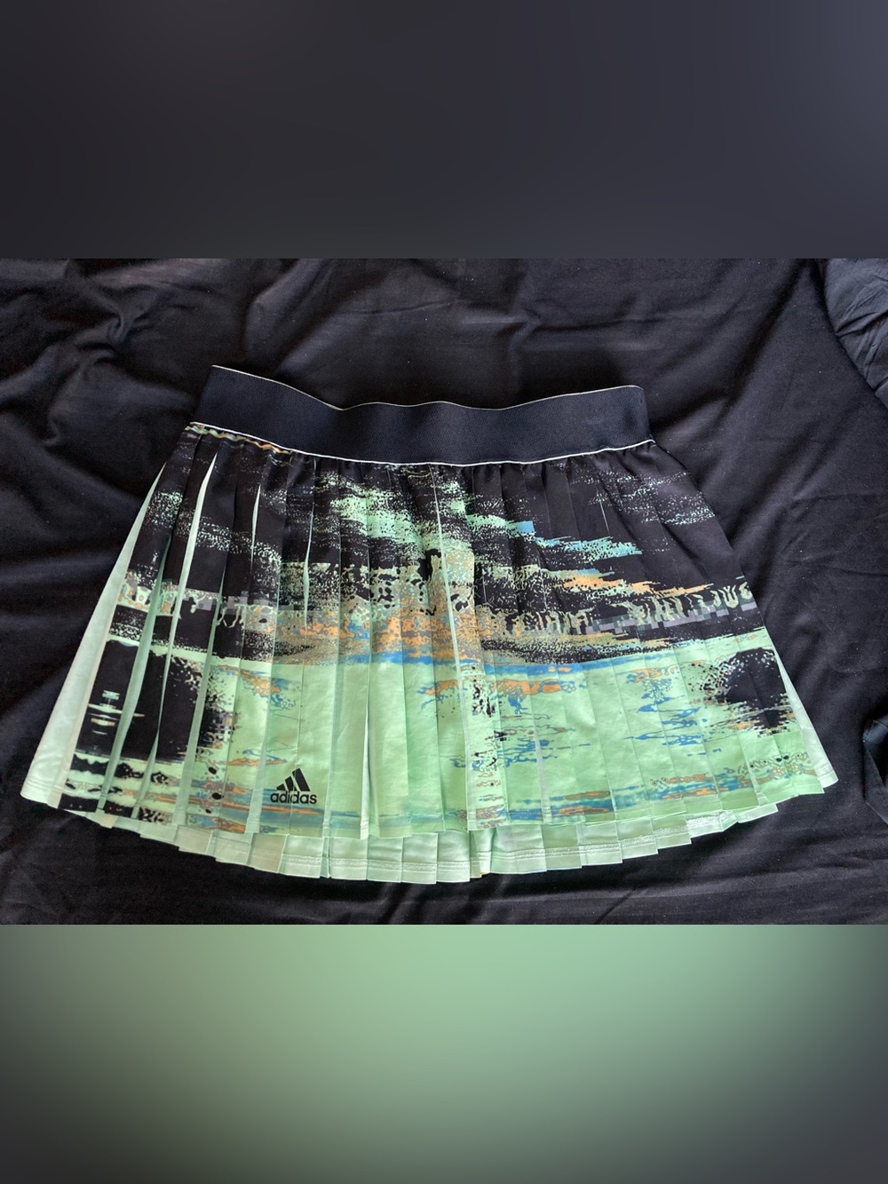 Adidas abstract Mint Green, Black & Aqua Pleated tennis or golf skirt with short